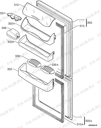 Взрыв-схема холодильника Zanussi ZK27/9R - Схема узла Door 003
