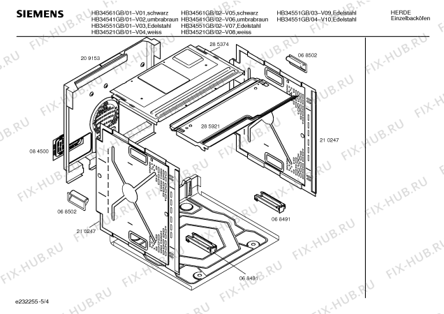 Взрыв-схема плиты (духовки) Siemens HB34521GB - Схема узла 04