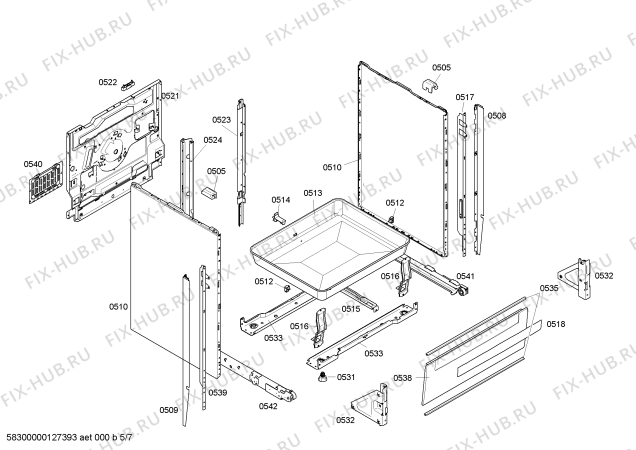 Схема №1 HL658240F с изображением Фронтальное стекло для духового шкафа Siemens 00477982