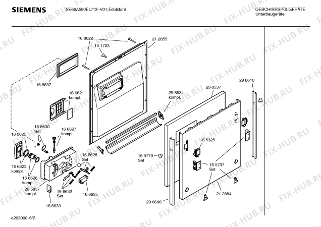 Взрыв-схема посудомоечной машины Siemens SE66A590EU - Схема узла 02