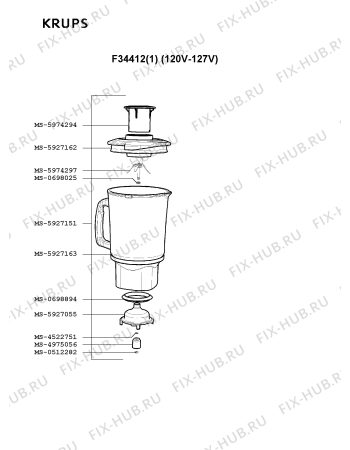 Взрыв-схема блендера (миксера) Krups F34412(1) - Схема узла 3P002433.9P2