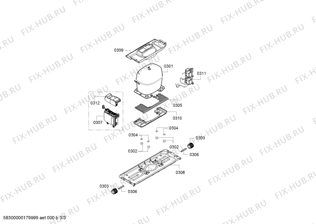 Взрыв-схема холодильника Bosch KGE39AW42 Bosch - Схема узла 03