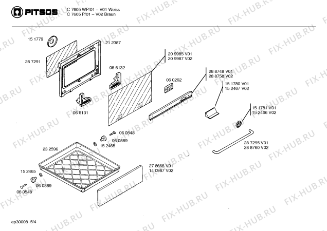 Взрыв-схема плиты (духовки) Pitsos C7605P - Схема узла 04