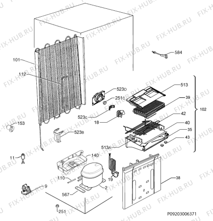 Взрыв-схема холодильника Electrolux ENB43490X - Схема узла Cooling system 017