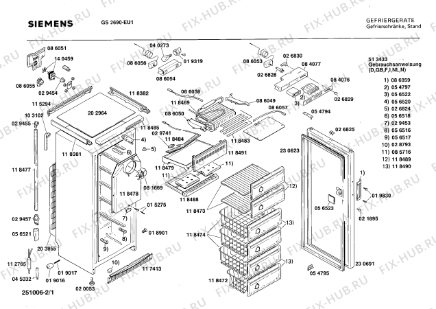 Схема №1 GS2690 с изображением Клапан для холодильной камеры Siemens 00118489