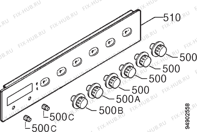 Взрыв-схема плиты (духовки) Zanussi ZHM741B - Схема узла Command panel 037