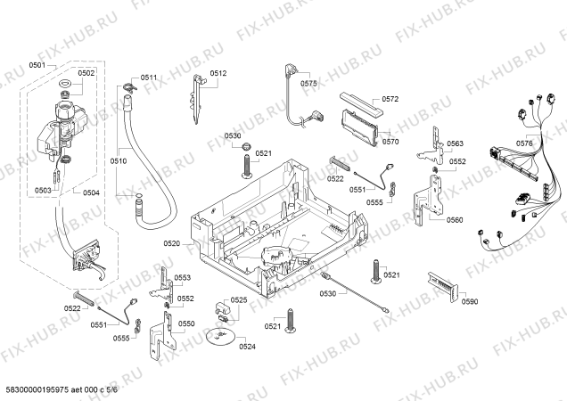 Взрыв-схема посудомоечной машины Bosch SMI25AS02E SilencePlus - Схема узла 05