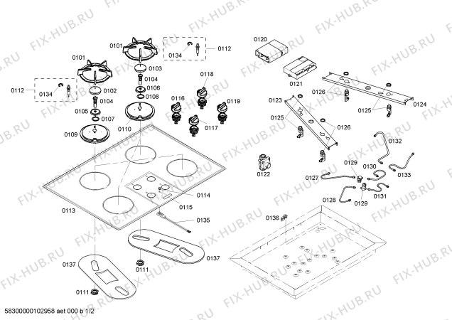 Схема №1 SGS30W с изображением Плата для плиты (духовки) Bosch 00414772