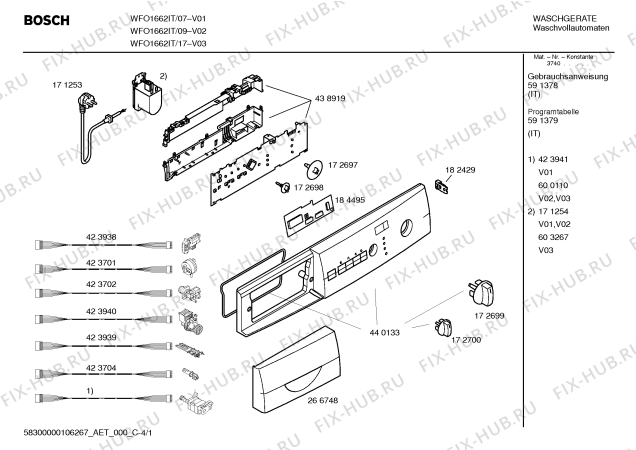 Схема №1 WFO1662IT Maxx WFO 1662 с изображением Панель управления для стиральной машины Bosch 00440133
