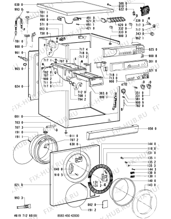 Схема №1 WA 2141 P с изображением Переключатель (таймер) для стиралки Whirlpool 481228219218