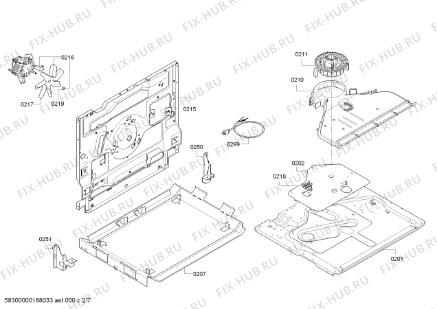 Взрыв-схема плиты (духовки) Bosch HCA748320U - Схема узла 02