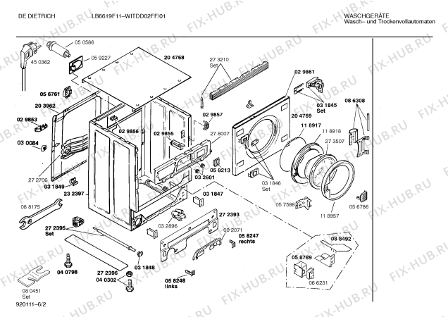 Схема №1 WITDD02FF De Dietrich LB6619f11 с изображением Переключатель для стиральной машины Bosch 00067158