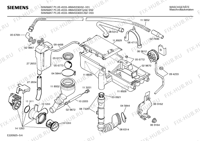 Схема №1 WM45330DC SIWAMAT PLUS 4533 с изображением Вкладыш в панель для стиральной машины Siemens 00285867