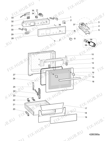 Взрыв-схема плиты (духовки) Hotpoint-Ariston CI6VE97XRUHA (F076249) - Схема узла