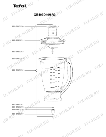 Взрыв-схема кухонного комбайна Tefal QB403D40/6R0 - Схема узла OP004430.4P3