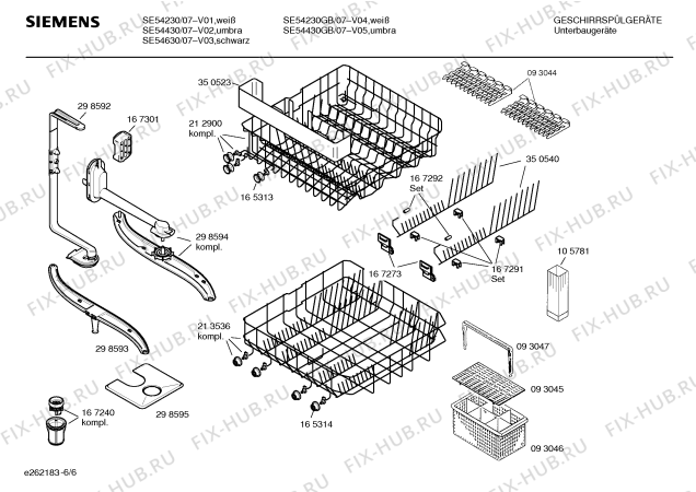 Взрыв-схема посудомоечной машины Siemens SE54430GB - Схема узла 06