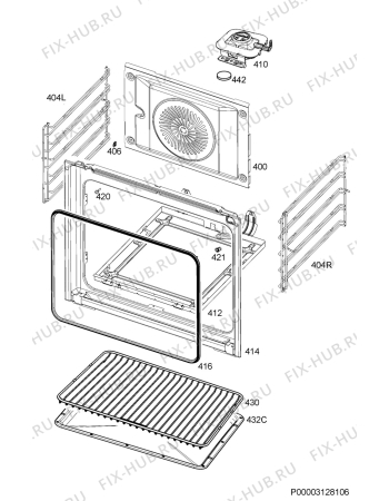 Взрыв-схема плиты (духовки) Aeg EPB355020M - Схема узла Oven