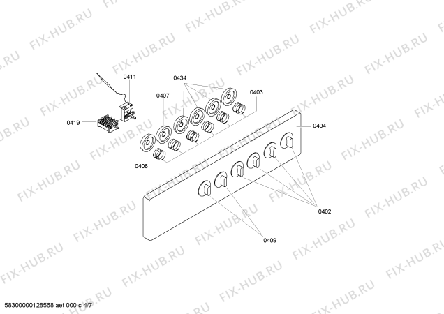 Схема №1 3CGB440B с изображением Ручка конфорки для плиты (духовки) Bosch 00611226
