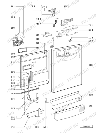 Схема №1 ADP 5552 WH с изображением Обшивка для посудомоечной машины Whirlpool 481245371287