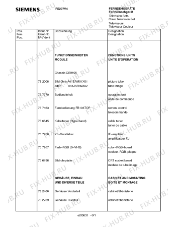 Схема №1 FS207V4 с изображением Кнопка для телевизора Siemens 00791699