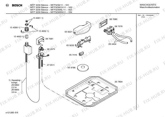Схема №1 WFP3230NL WFP3230 Silence с изображением Инструкция по эксплуатации для стиралки Bosch 00520227