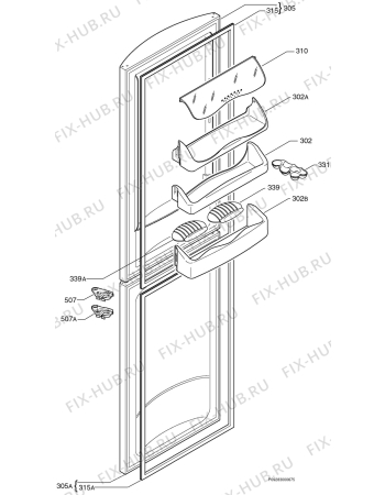 Взрыв-схема холодильника Zanussi ZKN24/12L - Схема узла Door 003