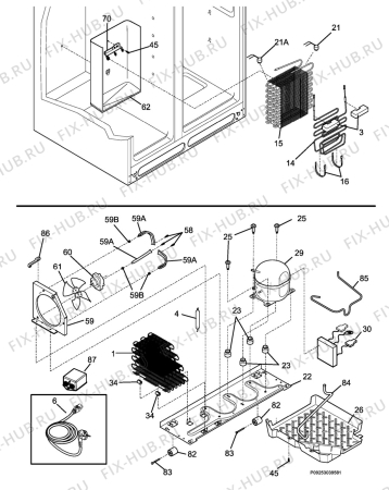 Взрыв-схема холодильника John Lewis JLAFFS2008 - Схема узла Cooling system 017