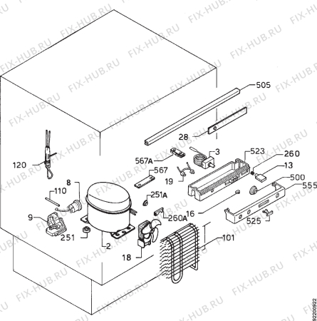 Взрыв-схема холодильника Zanussi ZEC41 - Схема узла Cooling system 017