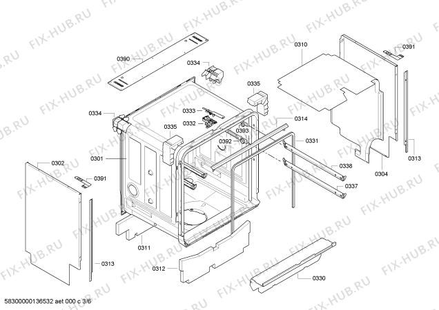 Взрыв-схема посудомоечной машины Bosch SMU69T05SK - Схема узла 03