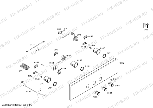 Схема №1 HBN41S551E Horno bosch indep.multif.inox.c/minutero с изображением Зажим для электропечи Bosch 00612350