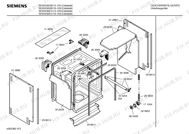 Взрыв-схема посудомоечной машины Siemens SE65530EU - Схема узла 03