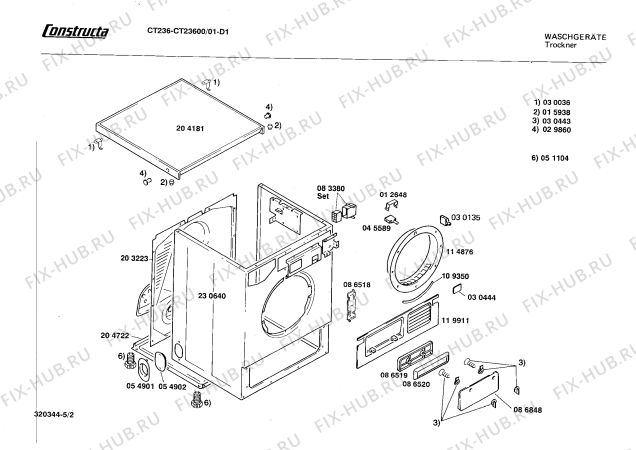 Схема №1 CT23600 CT 236 с изображением Панель для электросушки Bosch 00271025