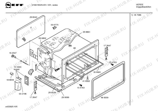 Схема №1 U1661W2AU с изображением Панель управления для электропечи Bosch 00434752