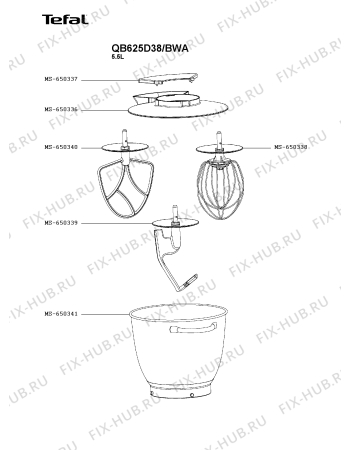 Схема №1 QB625D38/BWA с изображением Редуктор для кухонного измельчителя Moulinex MS-650374