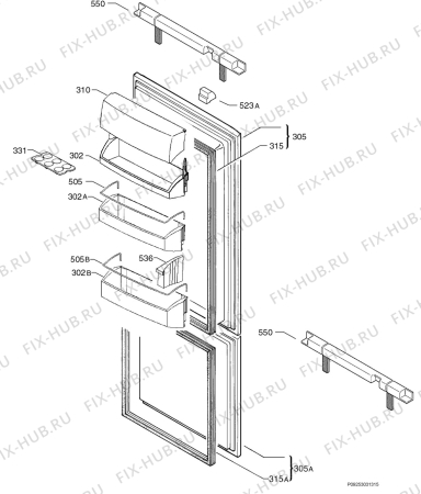 Взрыв-схема холодильника Aeg Electrolux SC81641-5I - Схема узла Door 003