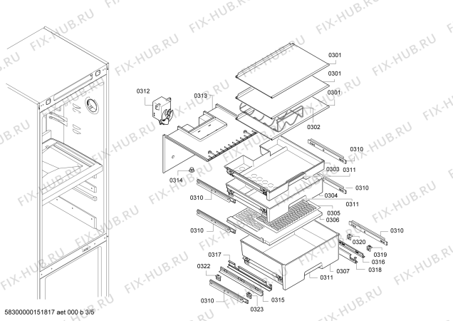 Схема №1 KGF39P99 с изображением Панель управления для холодильника Bosch 00671758