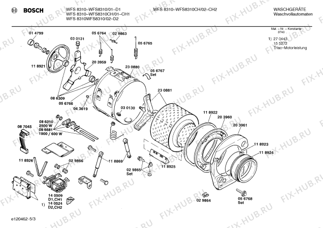 Взрыв-схема стиральной машины Bosch WFS8310CH WFS8310 - Схема узла 03