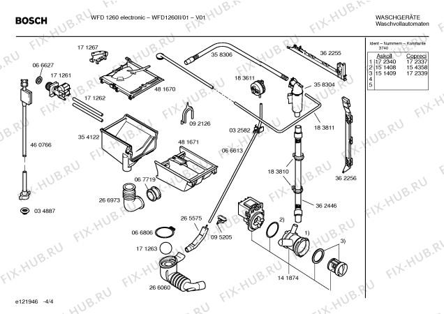 Взрыв-схема стиральной машины Bosch WFD1260II WFD1060 electronic - Схема узла 04