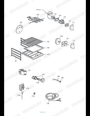 Взрыв-схема плиты (духовки) DELONGHI NFGA 4 - Схема узла 4