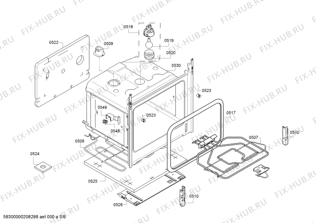 Взрыв-схема плиты (духовки) Bosch HCA763251U - Схема узла 05