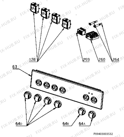 Взрыв-схема плиты (духовки) Rosenlew RKK505 - Схема узла Command panel 037