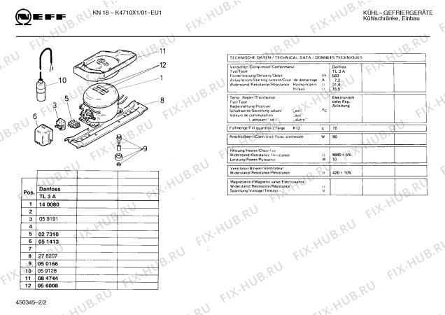 Взрыв-схема холодильника Neff K4710X1 KN18 - Схема узла 02