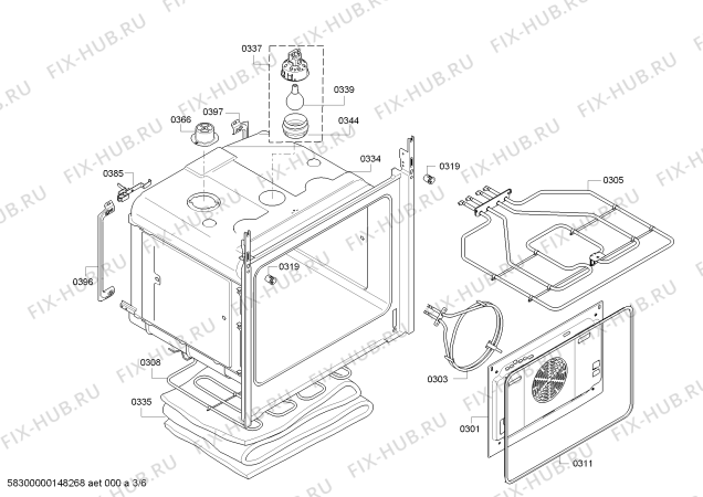 Взрыв-схема плиты (духовки) Bosch HEB23D450 - Схема узла 03