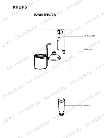 Взрыв-схема кофеварки (кофемашины) Krups EA6935FR/70B - Схема узла XP004661.7P4