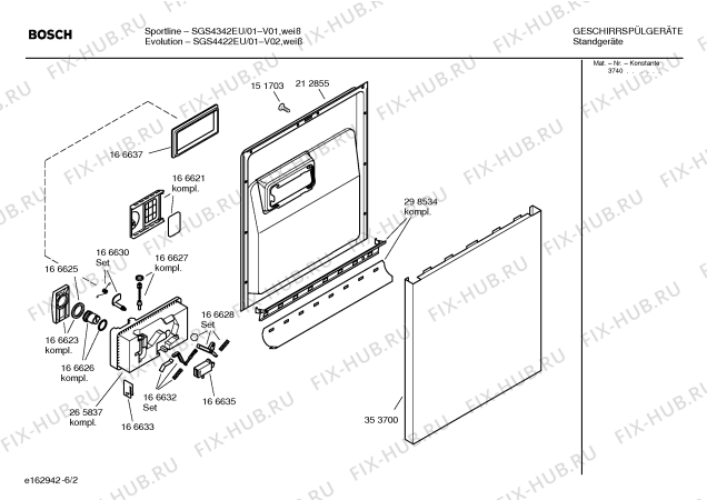 Взрыв-схема посудомоечной машины Bosch SGS4422EU Evolution - Схема узла 02