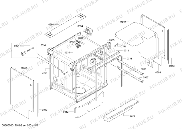 Схема №1 SN46T597SK с изображением Передняя панель для посудомойки Siemens 00745341