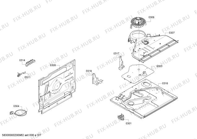 Взрыв-схема плиты (духовки) Siemens HX423211N - Схема узла 03