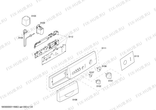 Схема №1 WFC2063BY BOSCH Maxx 4 WFC 2063 с изображением Панель управления для стиралки Bosch 00445169
