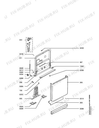 Взрыв-схема посудомоечной машины Aeg FAV50610W - Схема узла Door 003