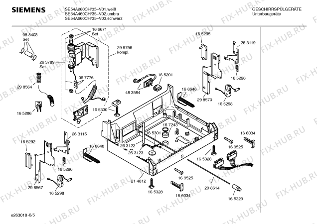 Взрыв-схема посудомоечной машины Siemens SE54A260CH - Схема узла 05